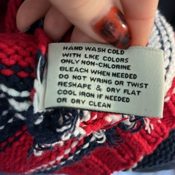 Mark Fore Strike Hand Knit Cardigan Sweater Americana Stripes Cotton Blend XL - Picture 9 of 9